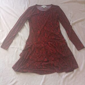 Michael Kors Red and Black Patterned Dress